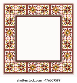 Cross stitch border pattern ethnic colors