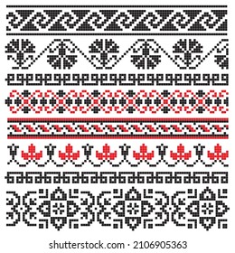 Cross stitch border set black and red color