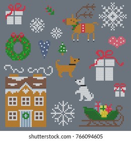 cross stitch christmas element