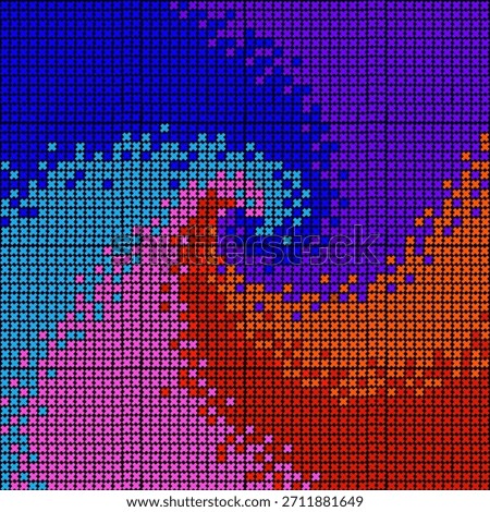  Cross stitch color ,Pixel art pattern vector 