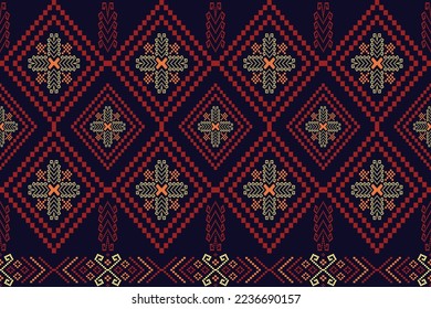 Cross stitch colorful geometric traditional ethnic pattern Ikat seamless pattern abstract design for fabric print cloth dress carpet curtains and sarong Aztec African Indian Indonesian 