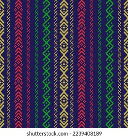 Cross stitch colorful geometric traditional ethnic pattern Ikat seamless pattern abstract design for fabric print cloth dress carpet curtains and sarong Aztec African Indian Indonesian 