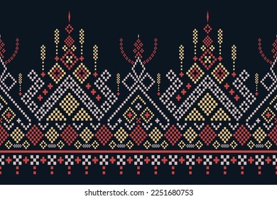 Cross stitch colorful geometric traditional ethnic pattern Ikat seamless pattern abstract design for fabric print cloth dress carpet curtains and sarong Aztec African Indian Indonesian 