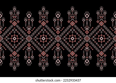 Cross stitch colorful geometric traditional ethnic pattern Ikat seamless pattern abstract design for fabric print cloth dress carpet curtains and sarong Aztec African Indian Indonesian 