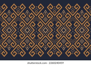 Cross stitch colorful geometric traditional ethnic pattern Ikat seamless pattern abstract design for fabric print cloth dress carpet curtains and sarong Aztec African Indian Indonesian 