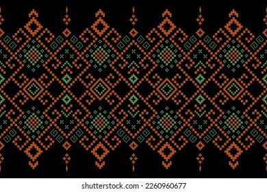 Cross stitch colorful geometric traditional ethnic pattern Ikat seamless pattern abstract design for fabric print cloth dress carpet curtains and sarong Aztec African Indian Indonesian 