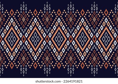 Cross stitch colorful geometric traditional ethnic pattern Ikat seamless pattern abstract design for fabric print cloth dress carpet curtains and sarong Aztec African Indian Indonesian 