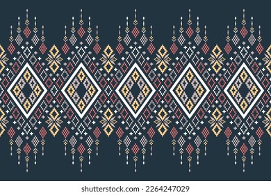 Cross stitch colorful geometric traditional ethnic pattern Ikat seamless pattern abstract design for fabric print cloth dress carpet curtains and sarong Aztec African Indian Indonesian 