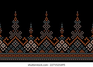 Cross stitch colorful geometric traditional ethnic pattern Ikat seamless pattern abstract design for fabric print cloth dress carpet curtains and sarong Aztec African Indian Indonesian 