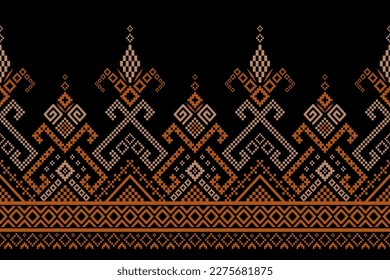 Cross stitch colorful geometric traditional ethnic pattern Ikat seamless pattern abstract design for fabric print cloth dress carpet curtains and sarong Aztec African Indian Indonesian 