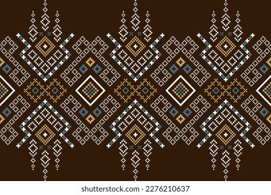 Cross stitch colorful geometric traditional ethnic pattern Ikat seamless pattern abstract design for fabric print cloth dress carpet curtains and sarong Aztec African Indian Indonesian 