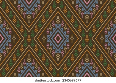 Cross stitch colorful geometric traditional ethnic pattern Ikat seamless pattern abstract design for fabric print cloth dress carpet curtains and sarong Aztec African Indian Indonesian 