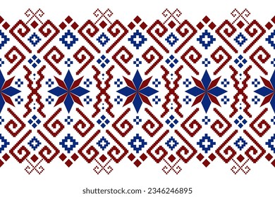 Cross stitch colorful geometric traditional ethnic pattern Ikat seamless pattern abstract design for fabric print cloth dress carpet curtains and sarong Aztec African Indian Indonesian 