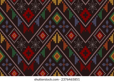 Cross stitch colorful geometric traditional ethnic pattern Ikat seamless pattern abstract design for fabric print cloth dress carpet curtains and sarong Aztec African Indian Indonesian