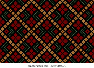 Cross stitch colorful geometric traditional ethnic pattern Ikat seamless pattern abstract design for fabric print cloth dress carpet curtains and sarong Aztec African Indian Indonesian