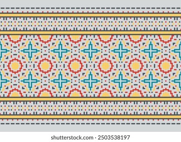 Cross stitch colorful geometric traditional ethnic pattern Ikat seamless pattern abstract design for fabric print cloth dress carpet curtains and sarong Aztec African Indian Indonesian