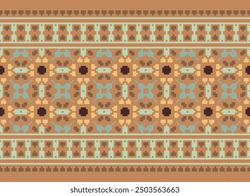 Cross stitch colorful geometric traditional ethnic pattern Ikat seamless pattern abstract design for fabric print cloth dress carpet curtains and sarong Aztec African Indian Indonesian