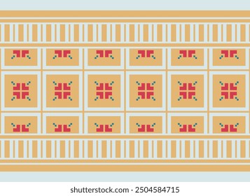 Cross stitch colorful geometric traditional ethnic pattern Ikat seamless pattern abstract design for fabric print cloth dress carpet curtains and sarong Aztec African Indian Indonesian