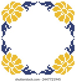 cross stitch embroidery frame pattern with floral elements