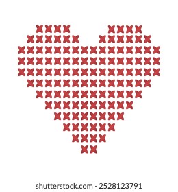 Cross stitch embroidery heart design vector illustration