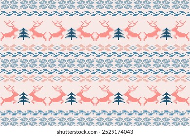 Cross Stitch Embroidery and Knitted Sweater Pattern.Design for wrapping, carpet, wallpaper, sweater, scarf, comforter or clothes, fabric printing.
