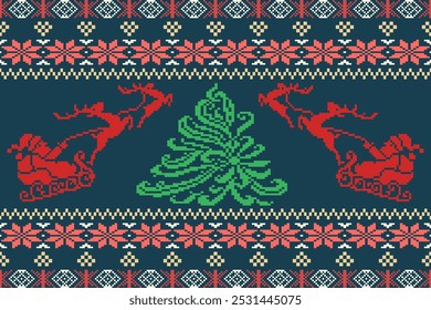 Cross Stitch Embroidery and Knitted Sweater Pattern.Design for wrapping, carpet, wallpaper, sweater, scarf, comforter or clothes, fabric printing.