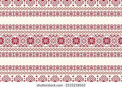 Cross Stitch Embroidery and Knitted Sweater Pattern.Design for wrapping, carpet, wallpaper, sweater, scarf, comforter or clothes, fabric printing.