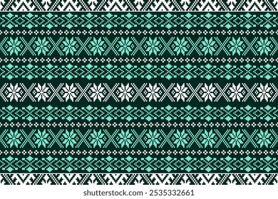 Cross Stitch Embroidery and Knitted Sweater Pattern.Design for wrapping, carpet, wallpaper, sweater, scarf, comforter or clothes, fabric printing.