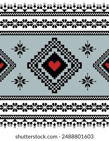 Cross stitch embroidery pattern Detailed Vector 