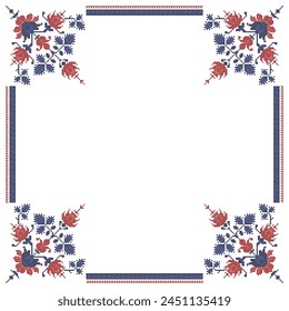 cross stitch embroidery pattern with floral elements