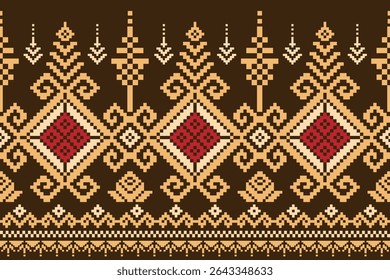 Cross Stitch embroidery pattern. Pixel ethnic pattern.Traditional Ukrainian. Geometric ethnic pattern. Textile ornamentation, fabric, Hand stitched pattern, Cultural stitching pixel art, carpet, rug