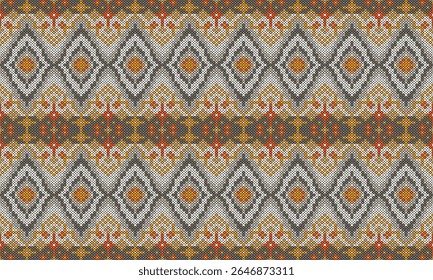 Cross Stitch Bordado padrão sem emenda no fundo. Design para textura de moda, tecido, roupas, embalagem, oriental étnico, crenças religiosas e arquitetura relacionadas a lugares religiosos.