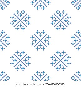 Cross Stitch embroidery seamless.Geometric pixel ethnic patterns. American, Mexican,African, mediterranean, nordic,Aztec style.Trendy folk art background design for products,fabric, print,decorate.