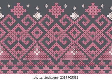 Cross Stitch Embroidery,Traditional ethnic pattern ,Geometric Pixel, abstract  background for textile design, wallpaper, surface textures, fabric.