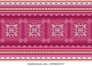Cross Stitch Embroidery,Traditional ethnic pattern ,Geometric Pixel, abstract  background for textile design, wallpaper, surface textures, fabric.