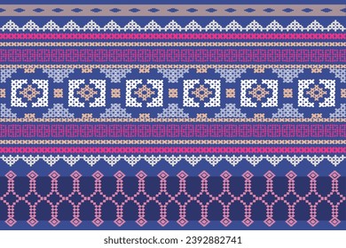 Cross Stitch Embroidery,Traditional ethnic pattern ,Geometric Pixel, abstract  background for textile design, wallpaper, surface textures, fabric.