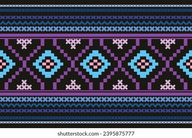 Cross Stitch Embroidery,Traditional ethnic pattern ,Geometric Pixel, abstract  background for textile design, wallpaper, surface textures, fabric.