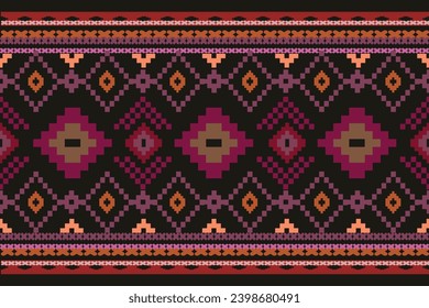Cross Stitch Embroidery,Traditional ethnic pattern ,Geometric Pixel, abstract  background for textile design, wallpaper, surface textures, fabric.