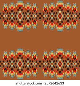 cross stitch emdroidery needlework abstract artwork seamless geometric pattern printed background fabric wallpaper hand drawn line native american colorful art


