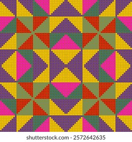 cross stitch emdroidery needlework abstract artwork seamless geometric pattern printed background fabric wallpaper hand drawn line native american colorful art


