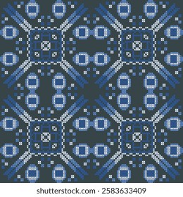 cross stitch ethnic embroidery pixel art abstract artwork seamless geometric pattern printed background fabric wallpaper hand drawn line vintage classic tiles 