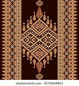 Cross Stitch, Ethnic Geometric Patterns, Pixel Art, Vector Illustration, Aztec Style, Abstract Background, Embroidery Design for Sari, Clothes, Batik, Knitting, Needlework, Ikkat, Traditional Design