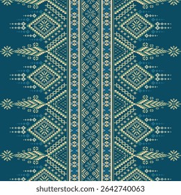 Cross Stitch, Ethnic Geometric Patterns, Pixel Art, Vector Illustration, Aztec Style, Abstract Background, Embroidery Design for Sari, Clothes, Batik, Knitting, Needlework, Ikkat, Traditional Design