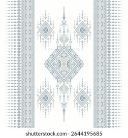 Cross Stitch, Ethnic Geometric Patterns, Pixel Art, Vector Illustration, Aztec Style, Abstract Background, Embroidery Design for Sari, Clothes, Batik, Knitting, Needlework, Ikkat, Traditional Design