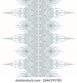 Cross Stitch, Ethnic Geometric Patterns, Pixel Art, Vector Illustration, Aztec Style, Abstract Background, Embroidery Design for Sari, Clothes, Batik, Knitting, Needlework, Ikkat, Traditional Design