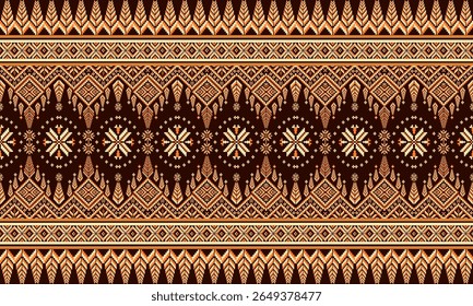Cross Stitch, Ethnic Geometric Patterns, Pixel Art, Vector Illustration, Aztec Style, Abstract Background, Embroidery Design for Sari, Clothes, Batik, Knitting, Needlework, Ikkat, Traditional Design