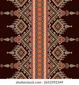 Cross Stitch, Padrões geométricos étnicos, Pixel Art, Ilustração vetorial, Estilo asteca, Fundo abstrato, Design de bordados para Sari, Roupas, Batik, Malha, Needlework, Ikkat, Design tradicional