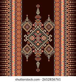 Cross Stitch, Padrões geométricos étnicos, Pixel Art, Ilustração vetorial, Estilo asteca, Fundo abstrato, Design de bordados para Sari, Roupas, Batik, Malha, Needlework, Ikkat, Design tradicional