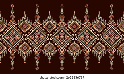 Cross Stitch, Padrões geométricos étnicos, Pixel Art, Ilustração vetorial, Estilo asteca, Fundo abstrato, Design de bordados para Sari, Roupas, Batik, Malha, Needlework, Ikkat, Design tradicional
