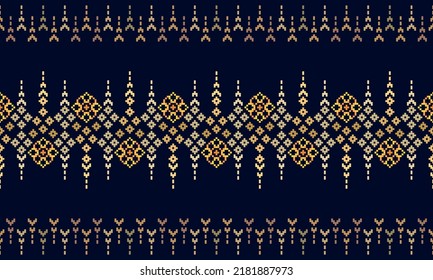 Cross Stitch. Ethnic patterns. Design for Saree, Patola, Sari, Dupatta, Vyshyvanka, rushnyk, dupatta, Clothing, fabric, batik, Knitwear, Embroidery, Ikkat, Geometric Pixel pattern. Traditional Design.